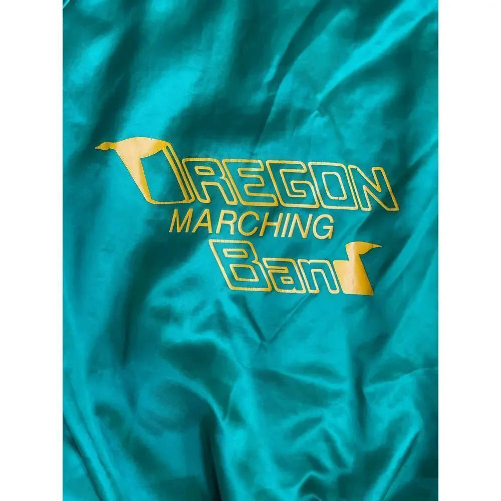 Rare Vintage Satin Varsity Oregon Marching Band Full Snap Jacket Made USA Sz M